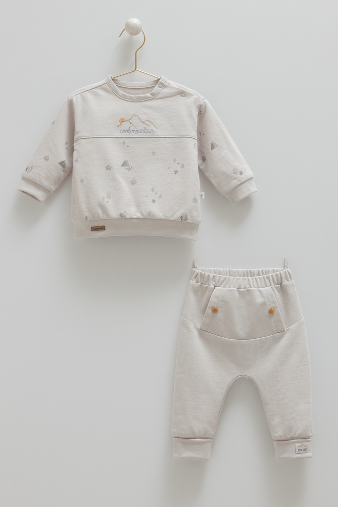 [TKE2024 Gray] طقم قطعتين-Cool Mountain-Gri (3-6 Months)