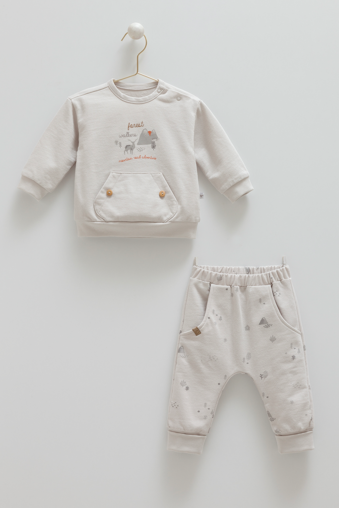 [TKE2025 Gray] طقم قطعتين-Cool Mountain -رمادي (3-6 Months)