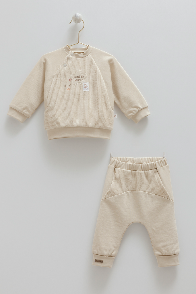[TKE1986 Beige] طقم قطعتين-بيج (3-6 Months)