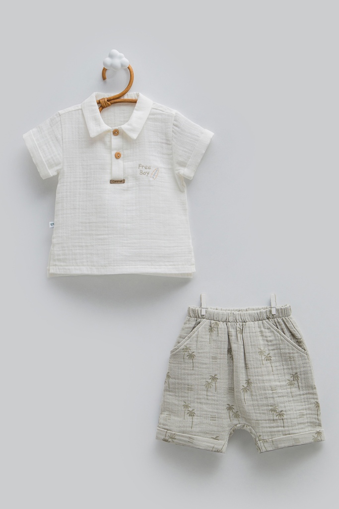 [TKE1726.YESIL.62-68] طقم قطعتين - Free Boy - أخضر (3-6 Months)