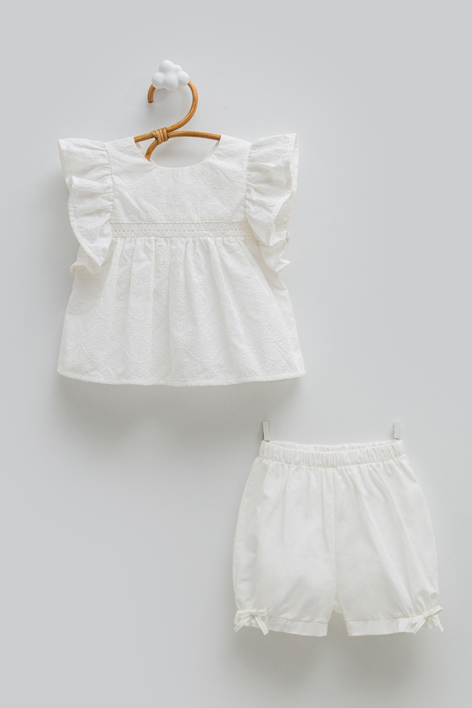 [TKK2279.EKRU.62-68] طقم قطعتين - Nice Baby - White (3-6 Months)