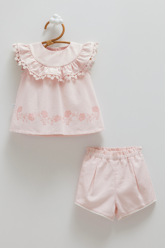 [TKK2430.PEMBE.62-68] طقم صيفي قطعتين - Mini Lady - Pink (3-6 Months)
