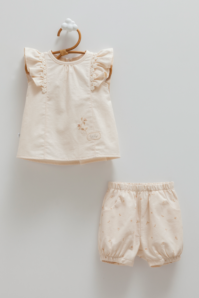 [TKK2429.BEJ.62-68] طقم قطعتين - Mini Lady - Bej (3-6 Months)