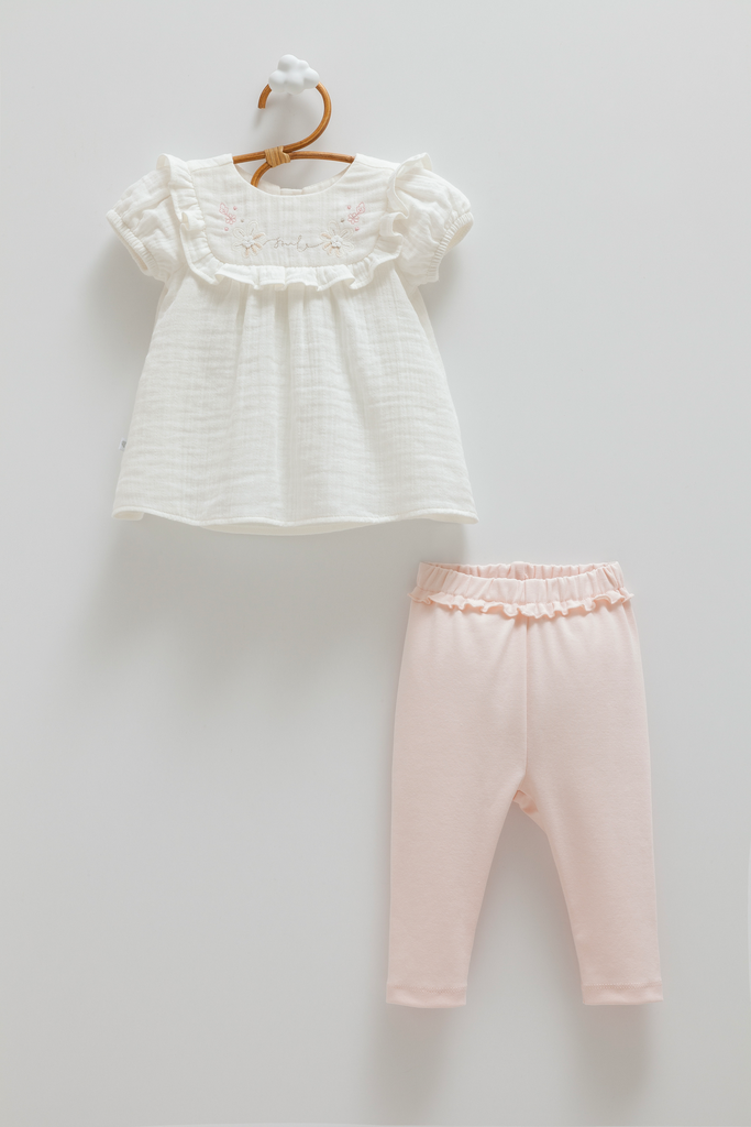 [TKK2404.EKRU.74-80] طقم قطعتين صيفي - Smile - White (9-12 Months)