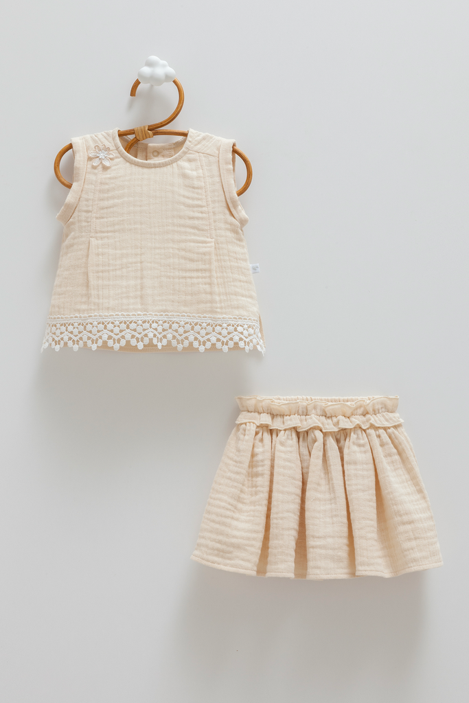 [TKK2457.BEJ.68-74] فستان بيبي - Smile 2 - Bej (6-9 Months)