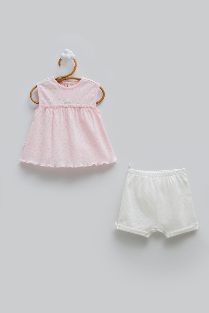 [TKK2386.PEMBE.56-62] طقم قطعتين - Hello Girl - Pink (1-3 Months)