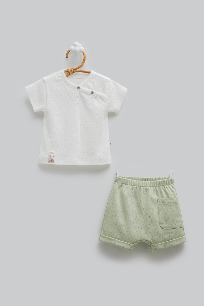[TKE2380.EKRU.56-62] طقم قطعتين - Free - Green (1-3 Months)