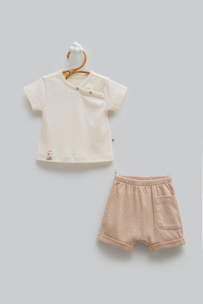 [TKE2380.BEJ.56-62] طقم قطعتين - Free - Brown (1-3 Months)