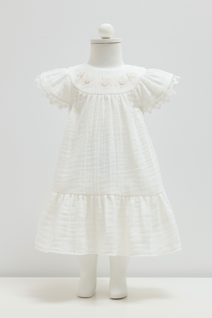 [ELB2405.EKRU.74-80] فستان مع دانتيل - Smile - White (9-12 Months)