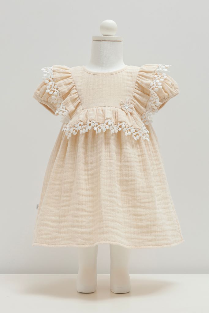 [ELB2406.BEJ.62-68] فستان - Smile - Bej (3-6 Months)