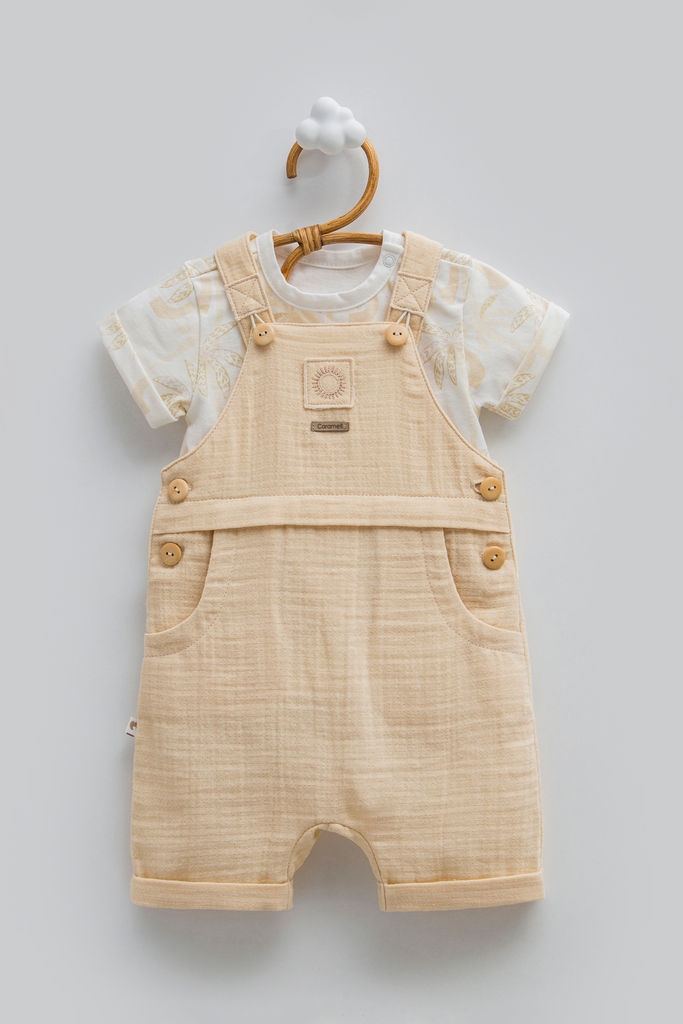 [SLE1729.BEJ.80-86] طقم افرهول - بيج (12-18 Months)