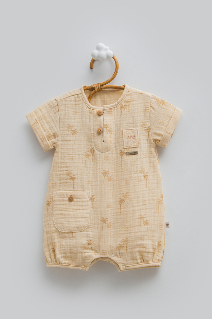 [TE1725.BEJ.56-62] أفرهول صيفي -Free Boy - Bej (1-3 Months)