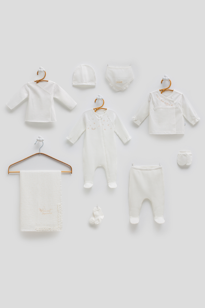 [ZK2390.EKRU.56-62.] طقم استقبال 10 قطع - 0-3 أشهر EKRU