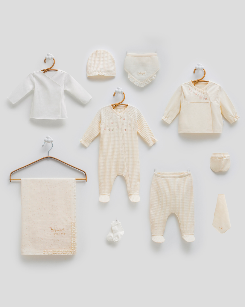 [ZK2390.BEJ.56-62.] طقم استقبال 10 قطع - 0-3 أشهر BEJ