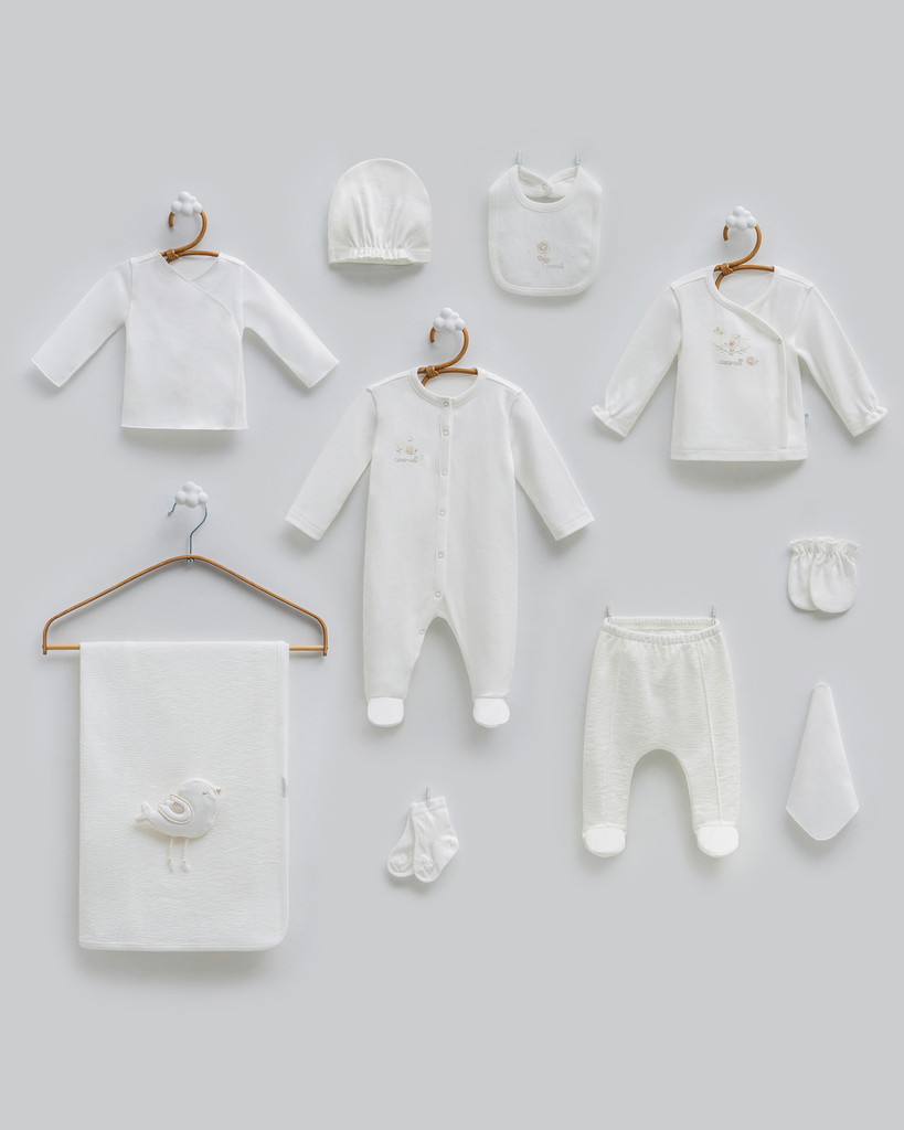 [ZK2277.EKRU.56-62.] طقم استقبال10 قطع 0-3 أشهر - EKRU