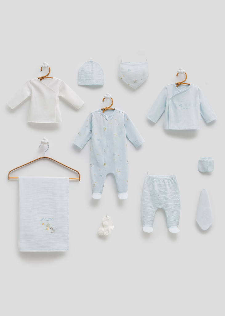 [ZE2355.MAVI.56-62.] طقم استقبال صيفي 10  قطع 0-3 أشهر - MAVI