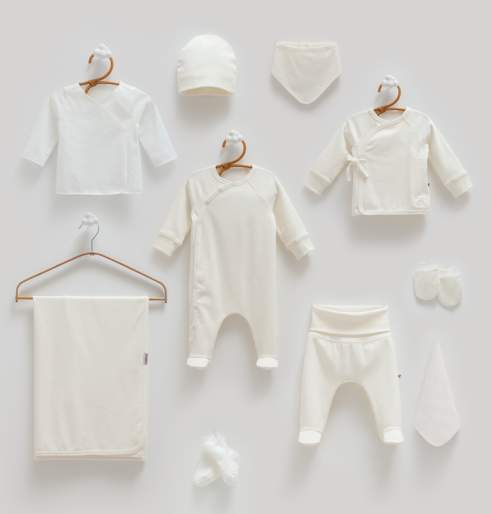 [ZU2415.EKRU.56-62.] طقم استقبال10 قطع 0-3 أشهر - EKRU