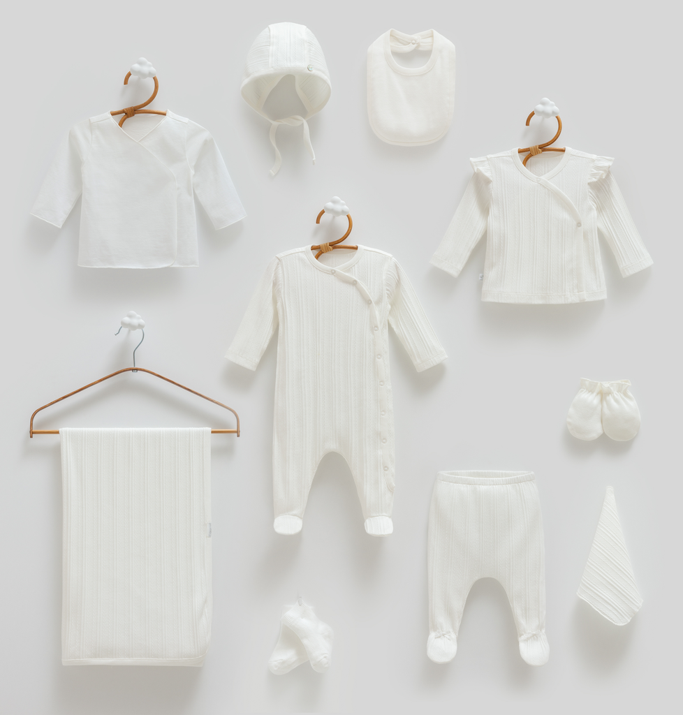 [ZK1930.EKRU.56-62.] طقم استقبال10 قطع 0-3 أشهر - EKRU