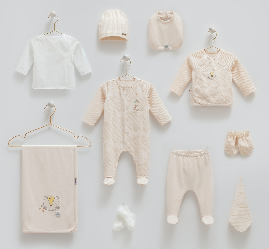 [ZE2009.BEJ.56-62] طقم استقبال 10  قطع 0-3 أشهر BEJ