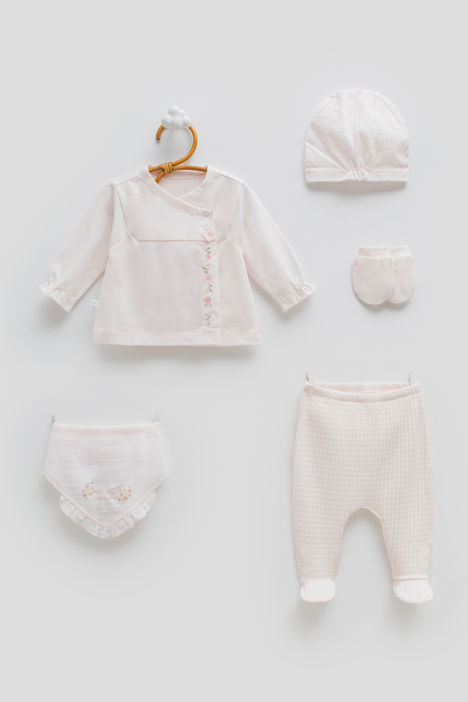 طقم حديث ولادة 5 قطع - Only Flower - Pink