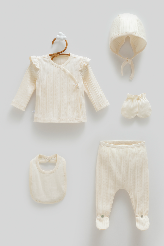 طقم حديث ولادة 5 قطع -Mini Lady-BEJ