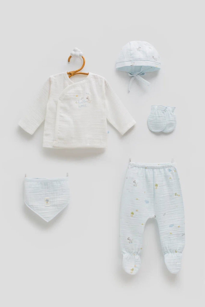 طقم حديث ولادة 5 قطع - Jungle Friends - Blue