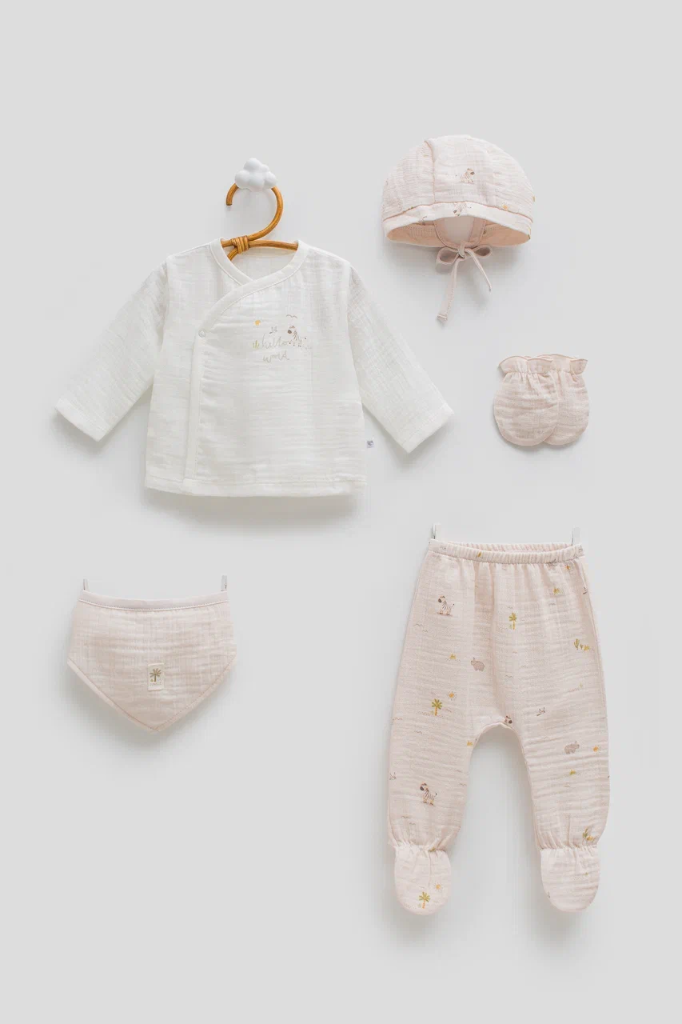 طقم حديث ولادة 5 قطع - Jungle Friends - Gray