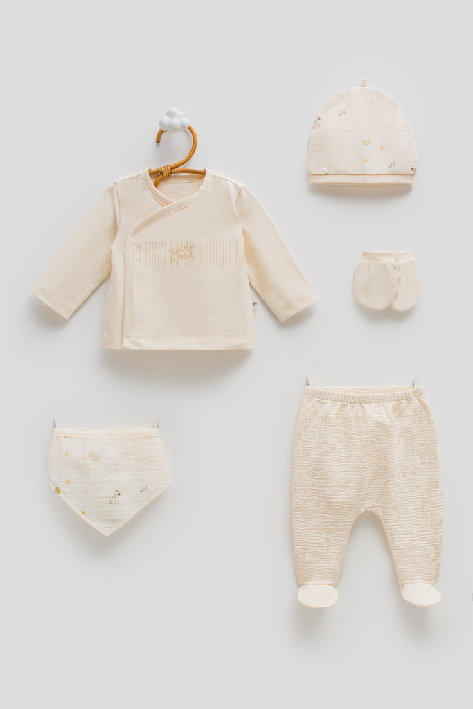 طقم حديث ولادة 5 قطع - Jungle - Bej