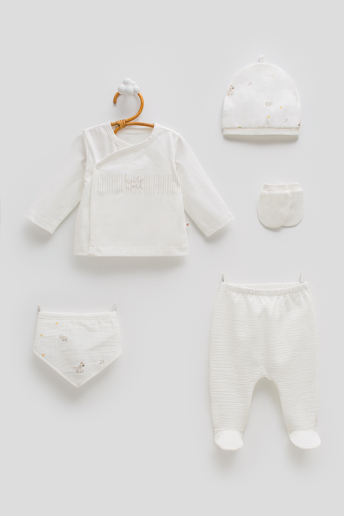 طقم حديث ولادة 5 قطع - Jungle - White