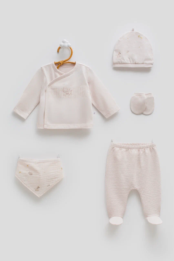 طقم حديث ولادة 5 قطع - Jungle - Gray