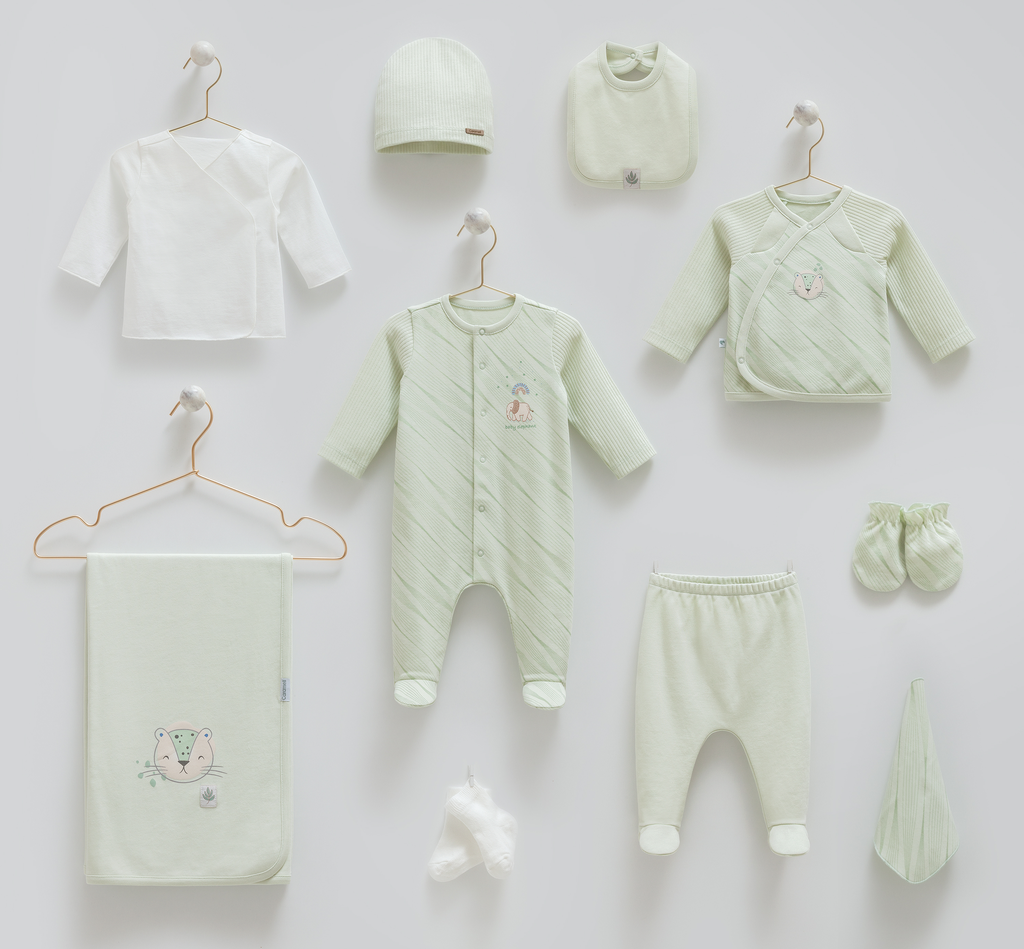 طقم استقبال 10 قطع 0-3 أشهر Green