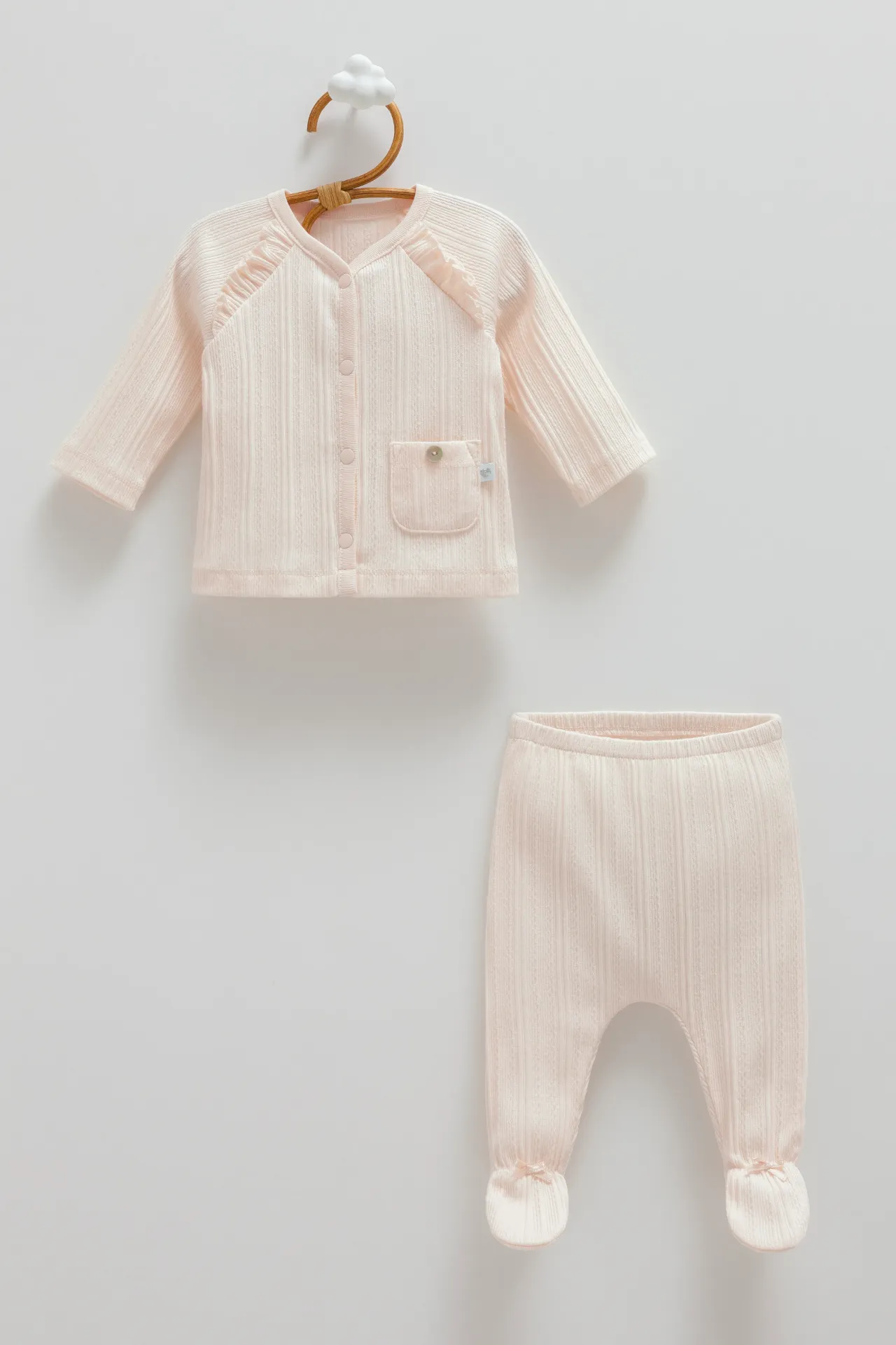 [TKK1933.PEMBE.56-62] طقم بناتي قطعتين - PEMBE (1-3 Months)