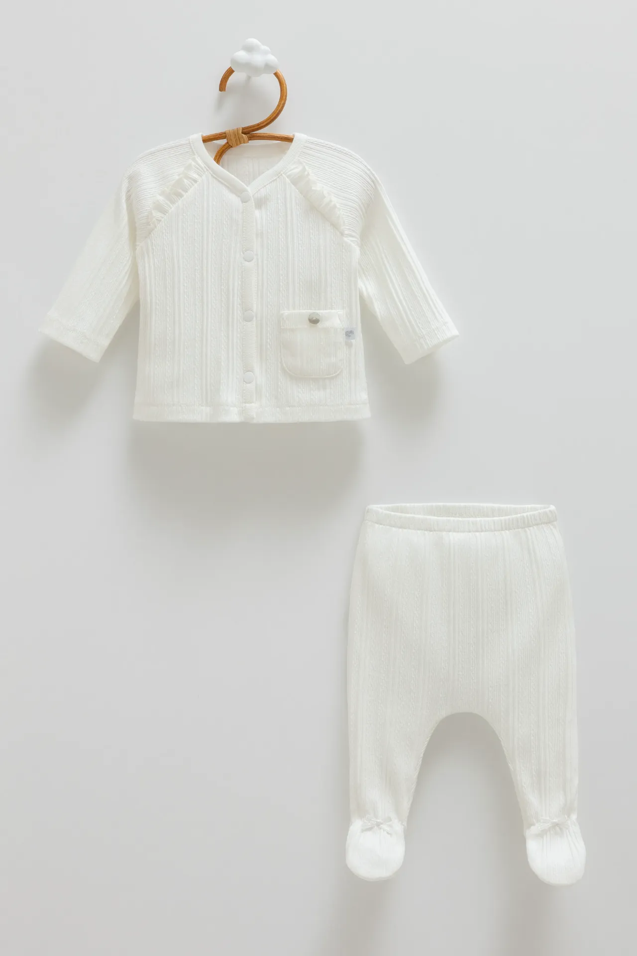 [TKK1933.EKRU.56-62] طقم بناتي قطعتين - EKRU (1-3 Months)