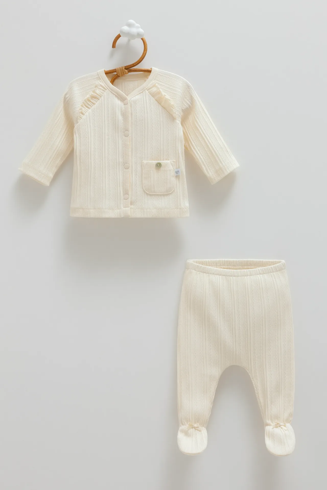 [TKK1933.BEJ.56-62] طقم بناتي قطعتين - BEJ (1-3 Months)