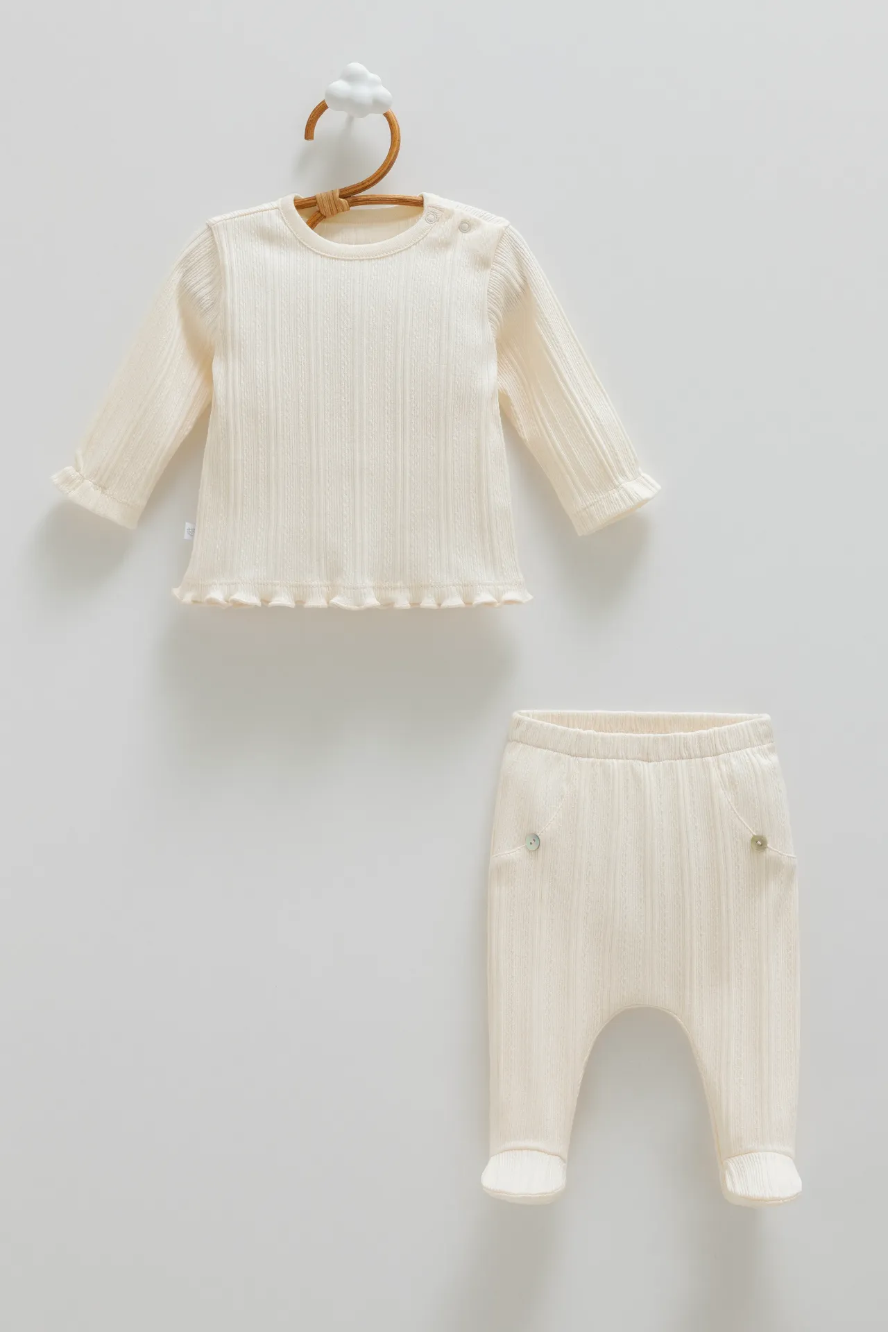 [TKK1934.BEJ.56-62] طقم بناتي قطعتين - BEJ (1-3 Months)