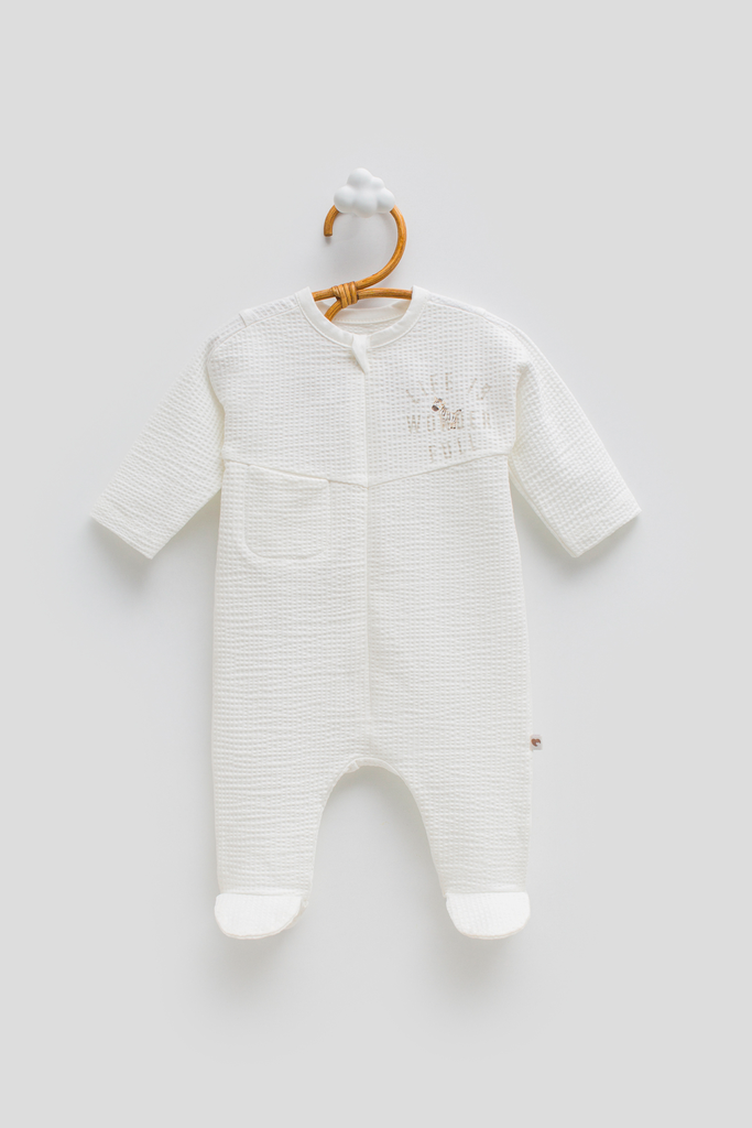 [TE2356-ECRU] أفرهول Jungle friends-ECRU (0-1 Months)