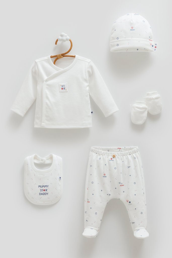 طقم حديث ولادة 5 قطع - Family Star - White
