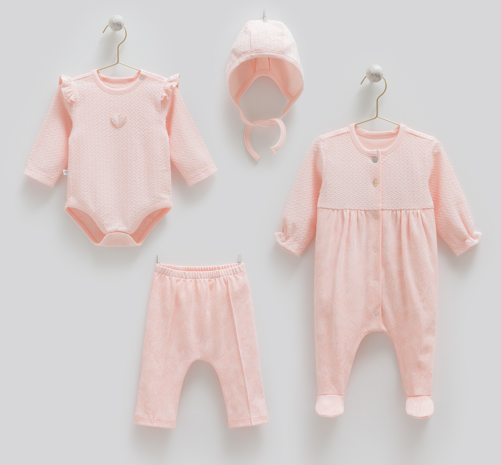 [ZK1912] طقم بيبي Tiny Lace 4pcs - PINK