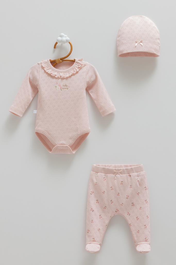 [BPS1536 ROSE] طقم 3 قطع- All Time - ROSE (0-1 Months)
