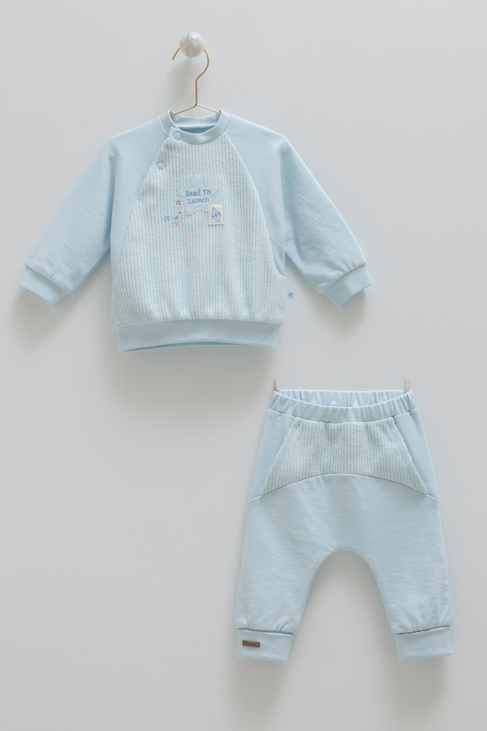 [TKE1986 Blue] طقم قطعتين-ازرق 6 (3-6 Months)